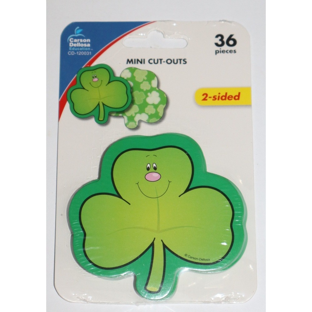 Carson Dellosa Shamrocks Mini Cut-Outs 36 Pieces 2-Sided Green Clover CD-120031
